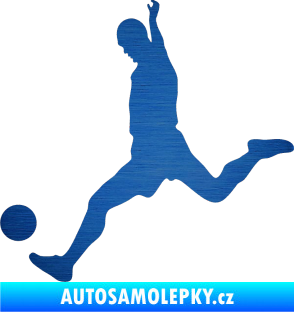 Samolepka Fotbalista 023 levá škrábaný kov modrý