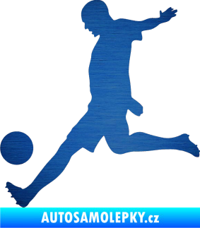 Samolepka Fotbalista 028 levá škrábaný kov modrý