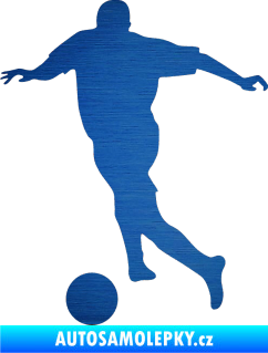 Samolepka Fotbalista 030 levá škrábaný kov modrý