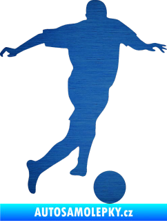 Samolepka Fotbalista 030 pravá škrábaný kov modrý