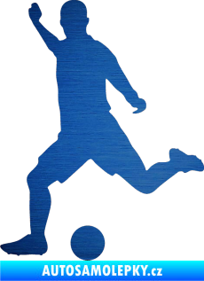 Samolepka Fotbalista 031 levá škrábaný kov modrý