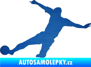 Samolepka Fotbalista 037 levá škrábaný kov modrý