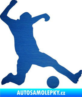 Samolepka Fotbalista 039 pravá škrábaný kov modrý