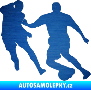 Samolepka Fotbalista 045 pravá škrábaný kov modrý