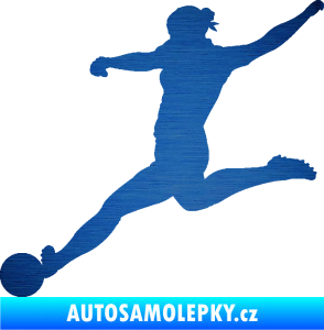 Samolepka Fotbalistka 002 levá škrábaný kov modrý