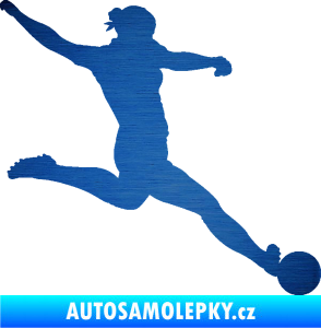 Samolepka Fotbalistka 002 pravá škrábaný kov modrý