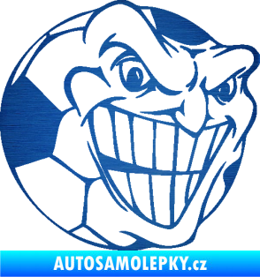 Samolepka Fotbalový míč 002 pravá škrábaný kov modrý
