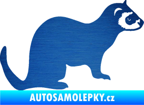 Samolepka Fretka 001 pravá škrábaný kov modrý