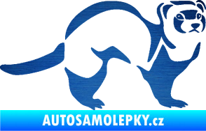 Samolepka Fretka 002 pravá škrábaný kov modrý