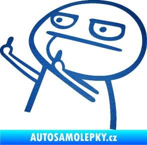 Samolepka Fuck you 003 panáček levá škrábaný kov modrý