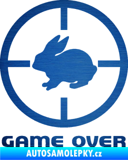 Samolepka Game over lov zajíce škrábaný kov modrý