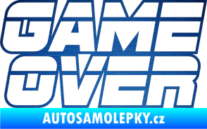 Samolepka Game over nad sebou 002 škrábaný kov modrý