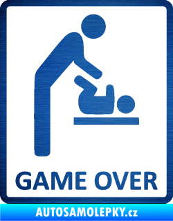 Samolepka Game over varianta baby škrábaný kov modrý