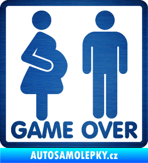 Samolepka Game over varianta jsem v tom škrábaný kov modrý