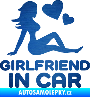 Samolepka Girlfriend in car škrábaný kov modrý