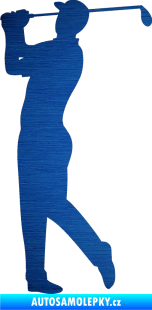 Samolepka Golfista 001 levá škrábaný kov modrý