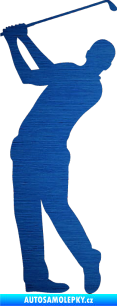 Samolepka Golfista 002 levá škrábaný kov modrý