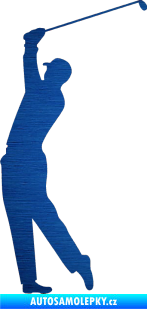 Samolepka Golfista 003 levá škrábaný kov modrý