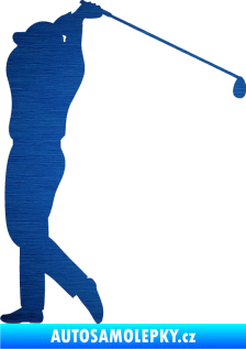 Samolepka Golfista 004 levá škrábaný kov modrý