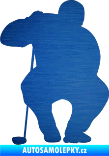 Samolepka Golfista 006 levá škrábaný kov modrý