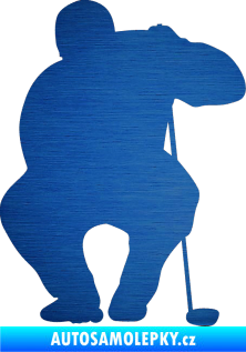 Samolepka Golfista 006 pravá škrábaný kov modrý