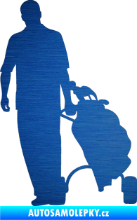 Samolepka Golfista 009 levá škrábaný kov modrý