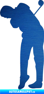 Samolepka Golfista 013 levá škrábaný kov modrý
