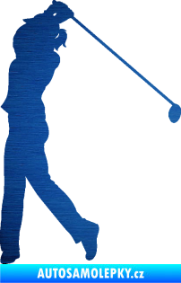 Samolepka Golfistka 013 levá škrábaný kov modrý