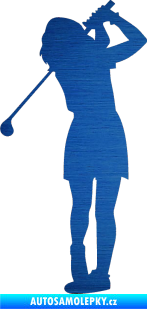 Samolepka Golfistka 014 levá škrábaný kov modrý