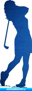 Samolepka Golfistka 015 levá škrábaný kov modrý