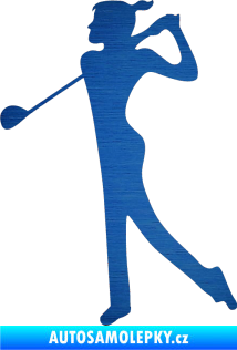 Samolepka Golfistka 016 levá škrábaný kov modrý