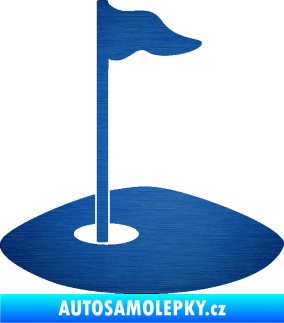 Samolepka Golfová jamka 001 levá škrábaný kov modrý