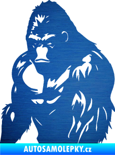 Samolepka Gorila 004 levá škrábaný kov modrý