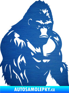 Samolepka Gorila 004 pravá škrábaný kov modrý