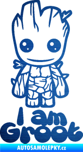 Samolepka Groot 001 levá s nápisem škrábaný kov modrý