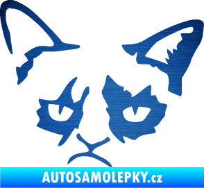 Samolepka Grumpy cat 001 levá škrábaný kov modrý