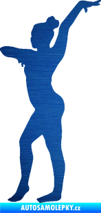 Samolepka Gymnastka 001 levá škrábaný kov modrý