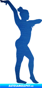Samolepka Gymnastka 001 pravá škrábaný kov modrý