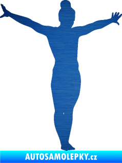 Samolepka Gymnastka 002 pravá škrábaný kov modrý