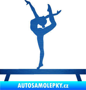 Samolepka Gymnastka 003 levá kladina škrábaný kov modrý