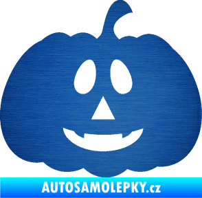 Samolepka Halloween 017 pravá dýně škrábaný kov modrý