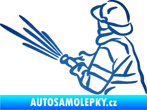Samolepka Hasič 015 levá škrábaný kov modrý