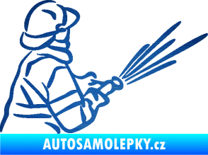 Samolepka Hasič 015 pravá škrábaný kov modrý
