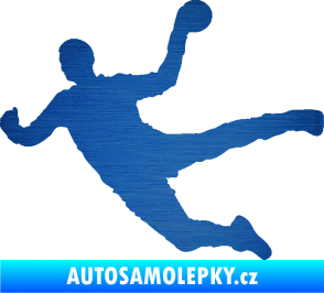 Samolepka Házená 002 levá škrábaný kov modrý