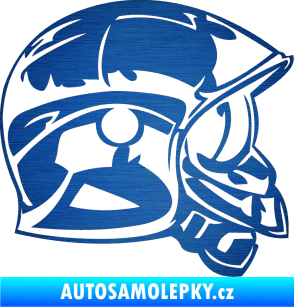 Samolepka Helma pravá škrábaný kov modrý