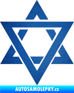 Samolepka Hexagram škrábaný kov modrý