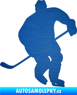 Samolepka Hokejista 007 levá škrábaný kov modrý