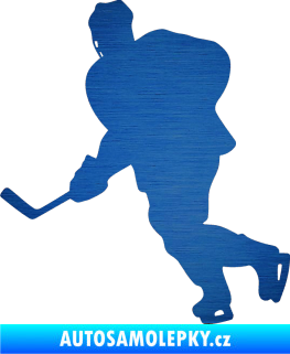 Samolepka Hokejista 009 levá škrábaný kov modrý