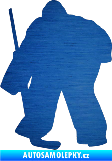 Samolepka Hokejista 011 levá brankář škrábaný kov modrý