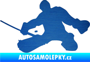 Samolepka Hokejista 015 levá brankář škrábaný kov modrý